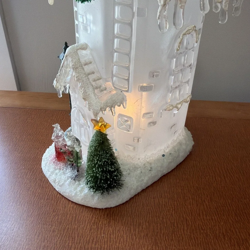 Vintage Christmas Light Up Church Plastic Crystal Look WORKS 1980s 13